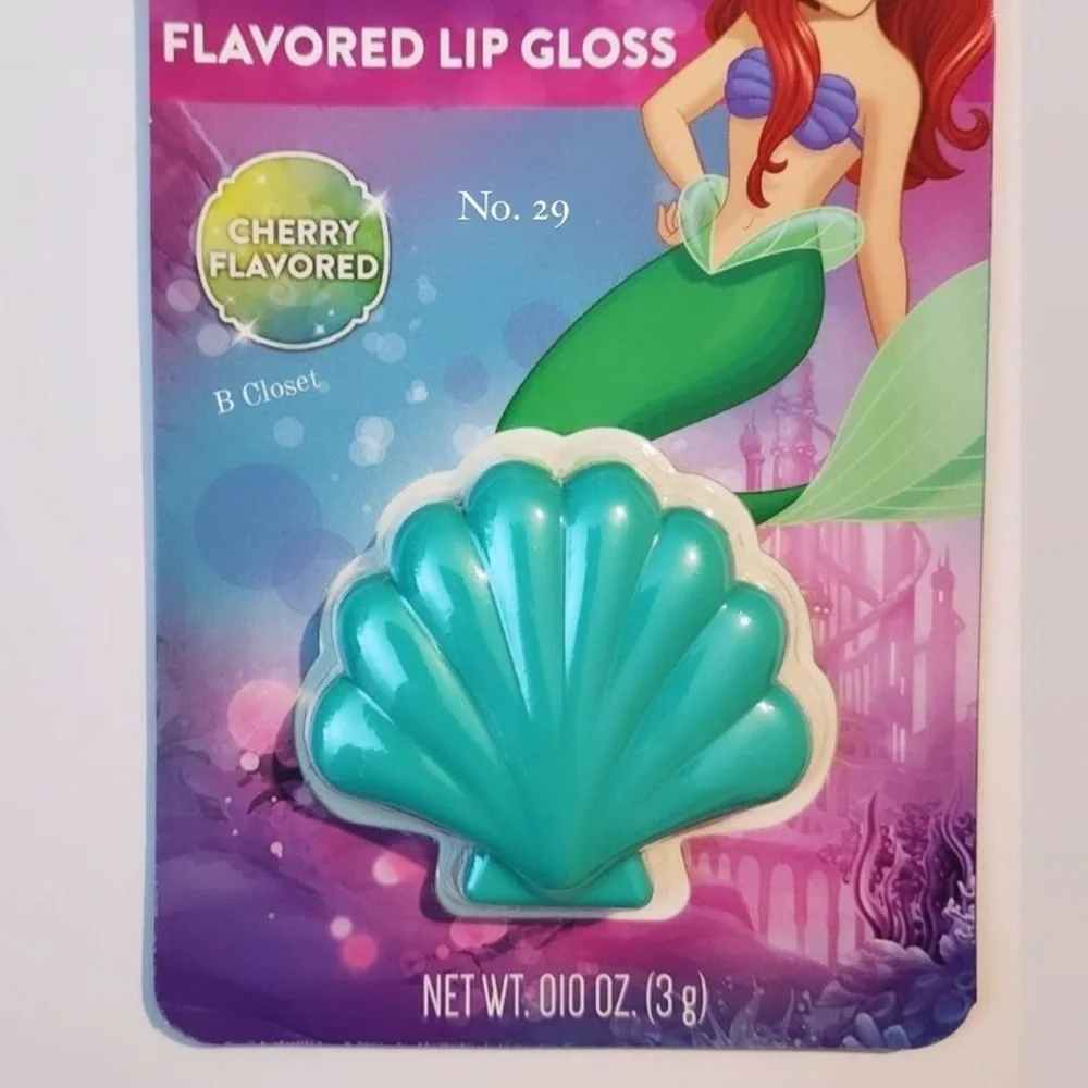 The Little Mermaid Ariel Teal Seashell Cherry flavored lip balm